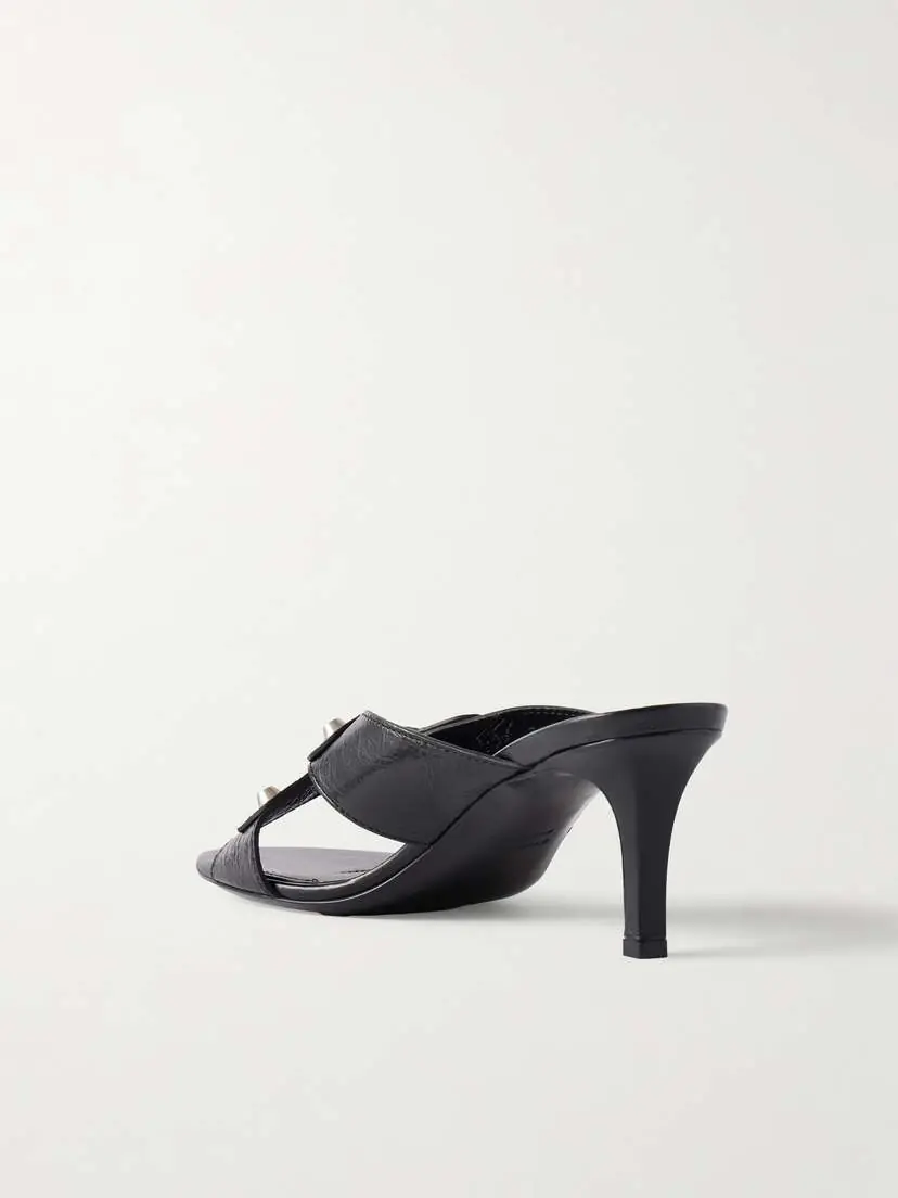 Balenciaga City Embellished Crinkled-leather Sandals | Thumbnail 3