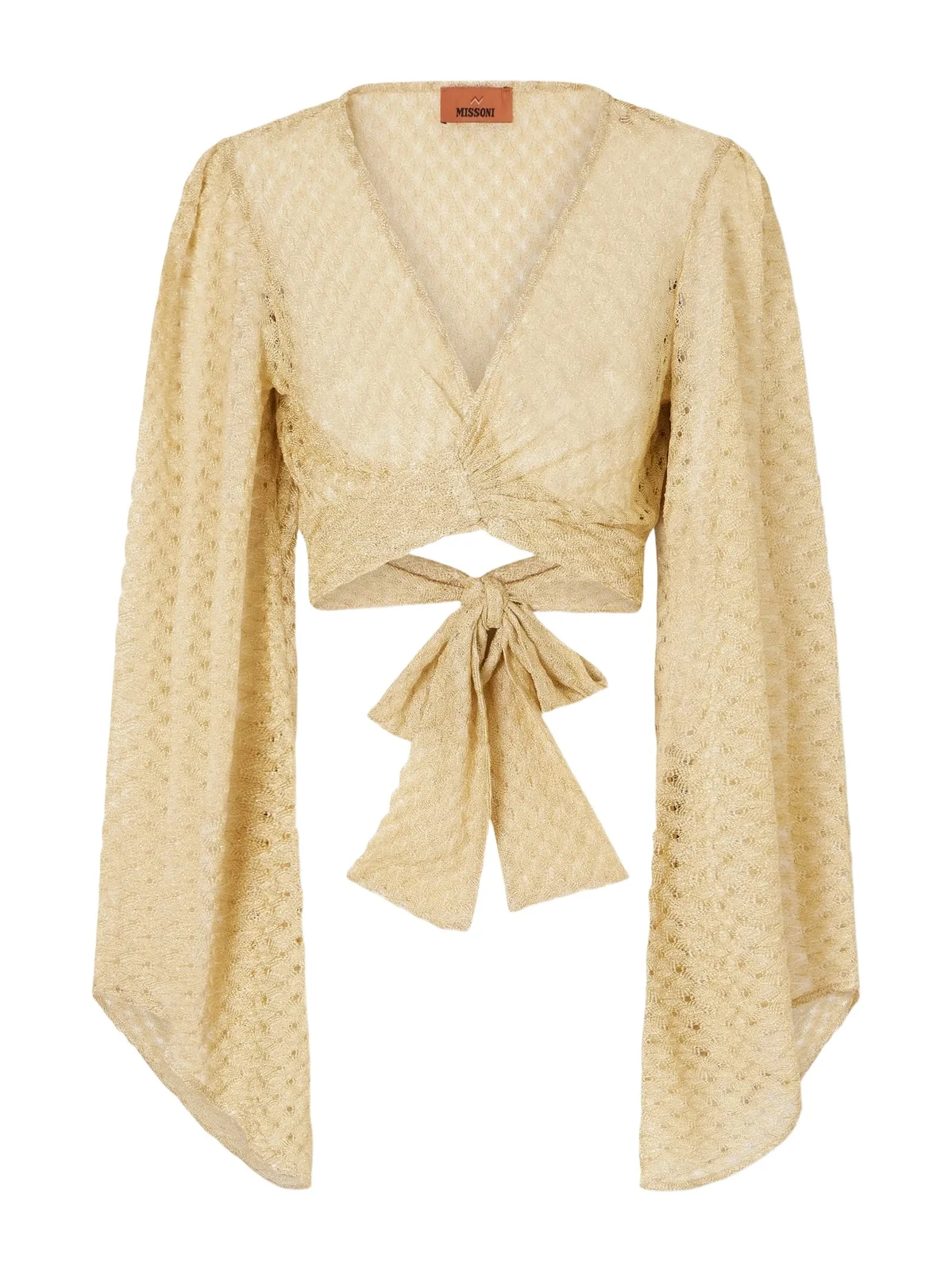 Missoni Cropped Metallic Crochet-knit Wrap Top