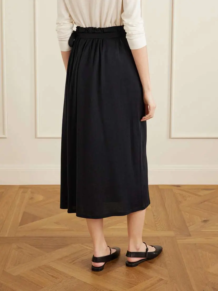TOTEME Organic Cotton And Silk-blend Wrap Midi Skirt | Thumbnail 4