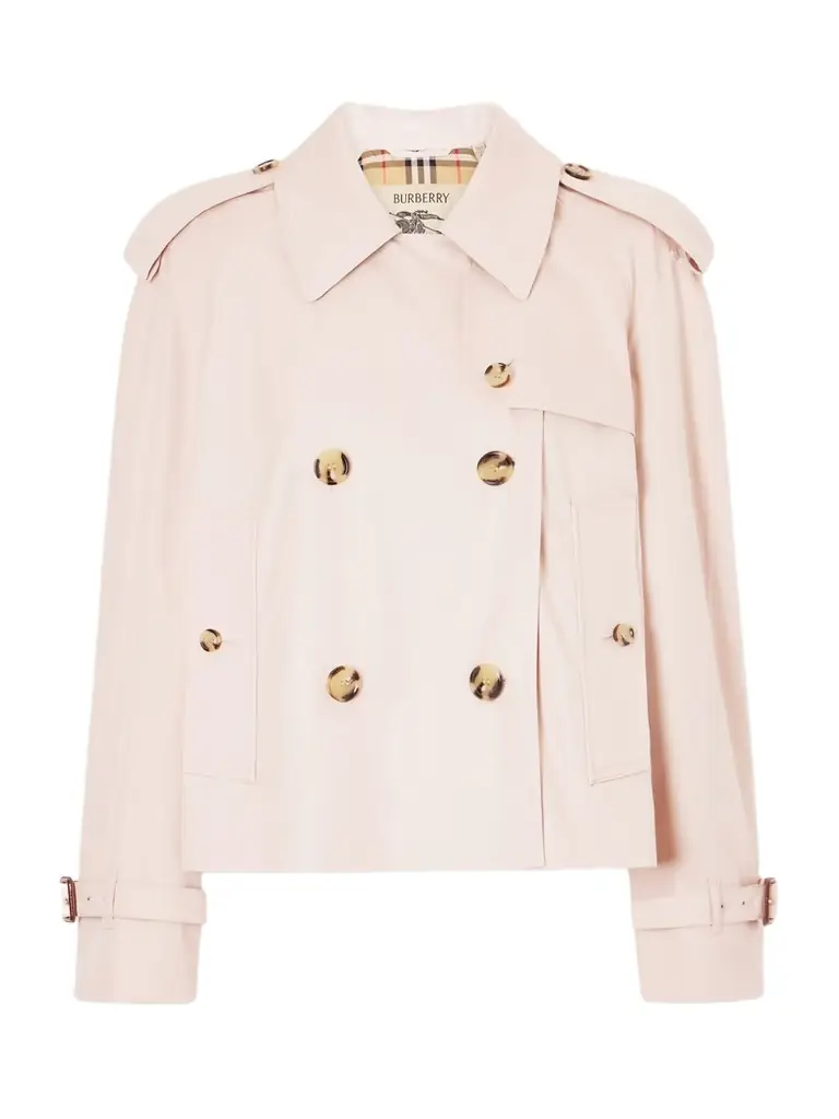 Burberry Haltye Double-breasted Belted Cotton-gabardine Cropped Trench Jacket | Image 1 Burberry Haltye Double-breasted Belted Cotton-gabardine Cropped Trench Jacket | Image 1