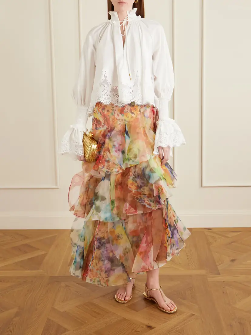 Zimmermann Lace-trimmed Shirred Cotton Blouse | Thumbnail 2