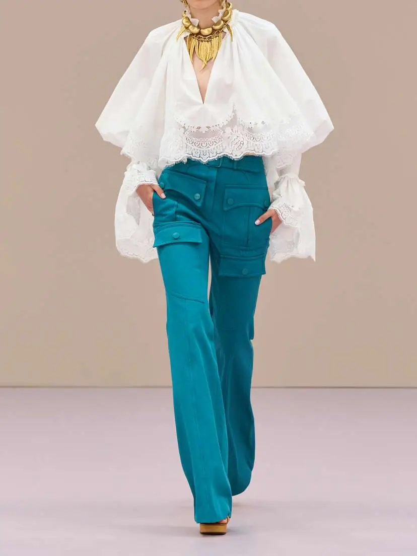 Zimmermann Lace-trimmed Shirred Cotton Blouse | Thumbnail 6