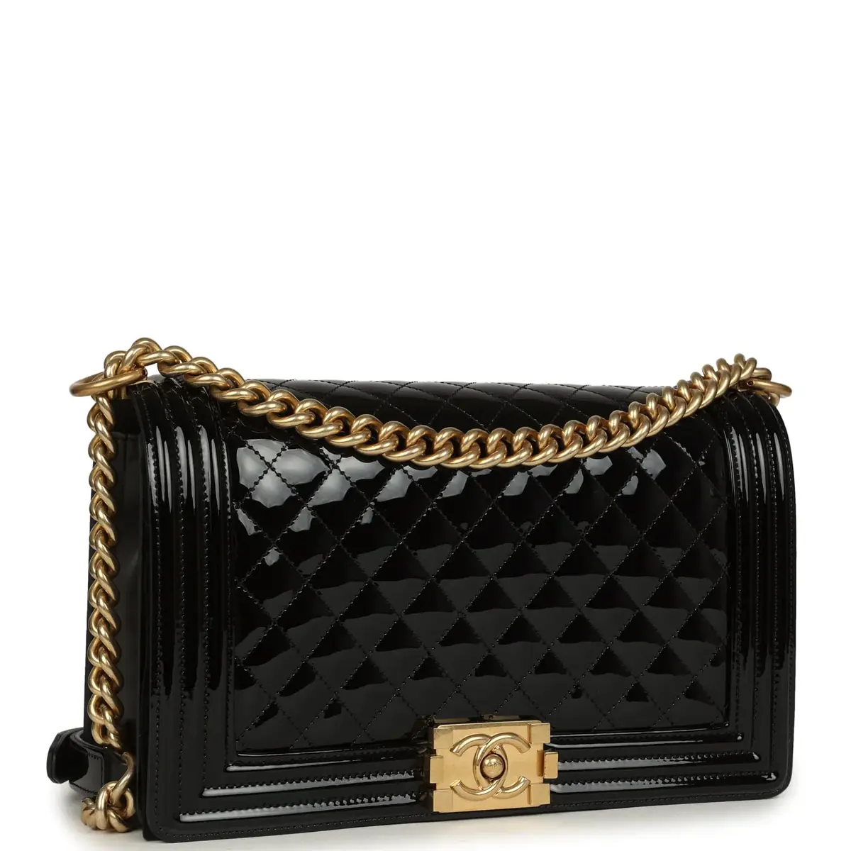 Chanel Chanel Medium Boy Bag Black Patent Antique Gold Hardware | Thumbnail 2 Chanel Chanel Medium Boy Bag Black Patent Antique Gold Hardware | Thumbnail 2