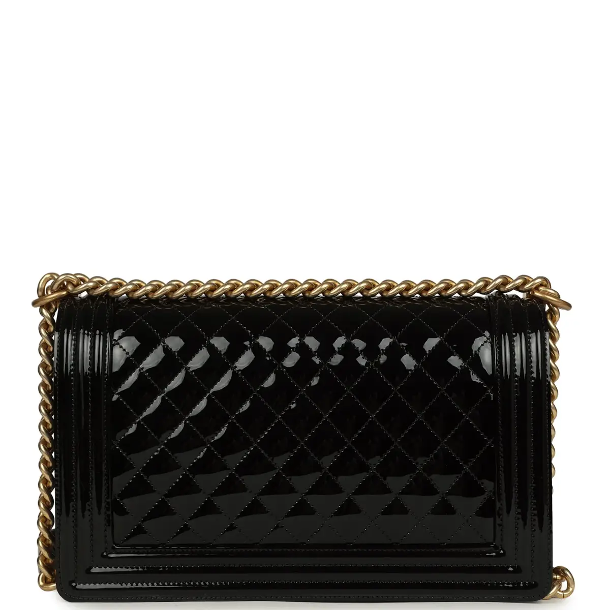 Chanel Chanel Medium Boy Bag Black Patent Antique Gold Hardware | Thumbnail 4 Chanel Chanel Medium Boy Bag Black Patent Antique Gold Hardware | Thumbnail 4