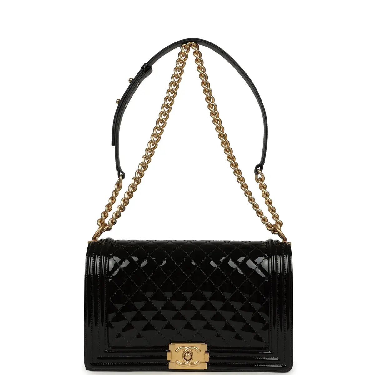 Chanel Chanel Medium Boy Bag Black Patent Antique Gold Hardware | Thumbnail 7 Chanel Chanel Medium Boy Bag Black Patent Antique Gold Hardware | Thumbnail 7