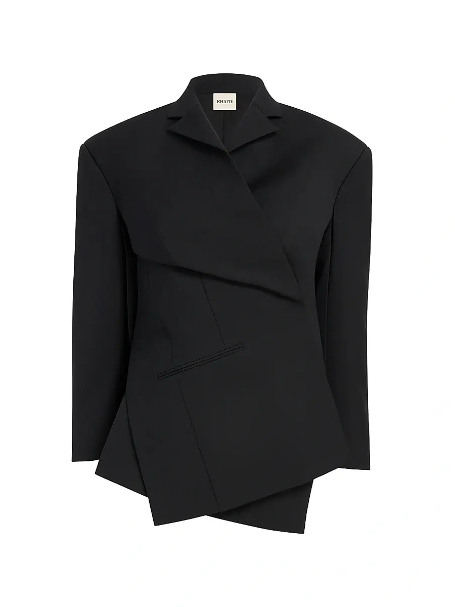 Khaite Women's Palto Wool-Silk Asymmetric Jacket - Black | Image 1 Khaite Women's Palto Wool-Silk Asymmetric Jacket - Black | Image 1