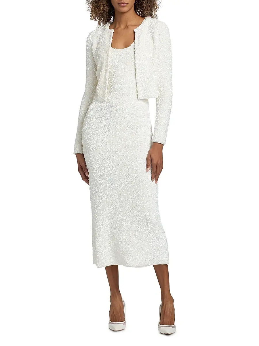 Adam Lippes Women's Raya Sequined Knit Crop Cardigan | Thumbnail 2 Adam Lippes Women's Raya Sequined Knit Crop Cardigan | Thumbnail 2