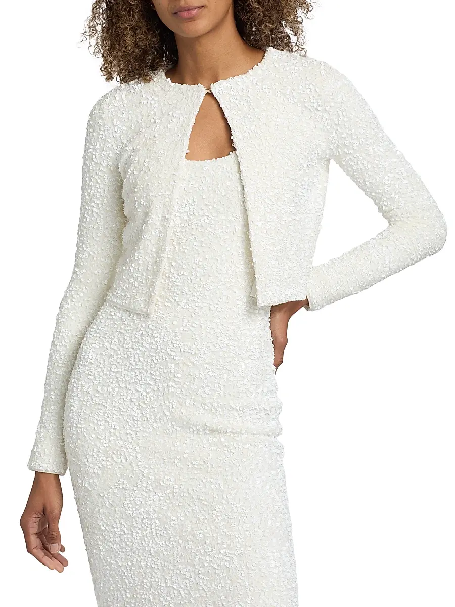 Adam Lippes Women's Raya Sequined Knit Crop Cardigan | Thumbnail 3 Adam Lippes Women's Raya Sequined Knit Crop Cardigan | Thumbnail 3