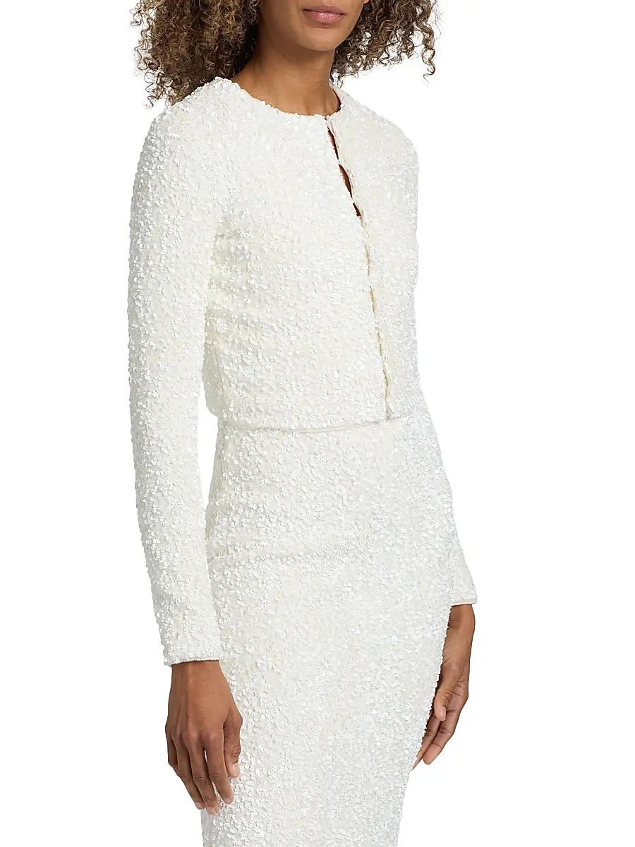 Adam Lippes Women's Raya Sequined Knit Crop Cardigan | Thumbnail 4 Adam Lippes Women's Raya Sequined Knit Crop Cardigan | Thumbnail 4