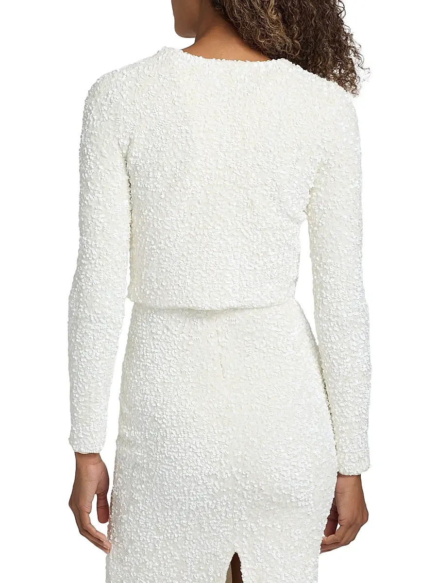 Adam Lippes Women's Raya Sequined Knit Crop Cardigan | Thumbnail 5 Adam Lippes Women's Raya Sequined Knit Crop Cardigan | Thumbnail 5