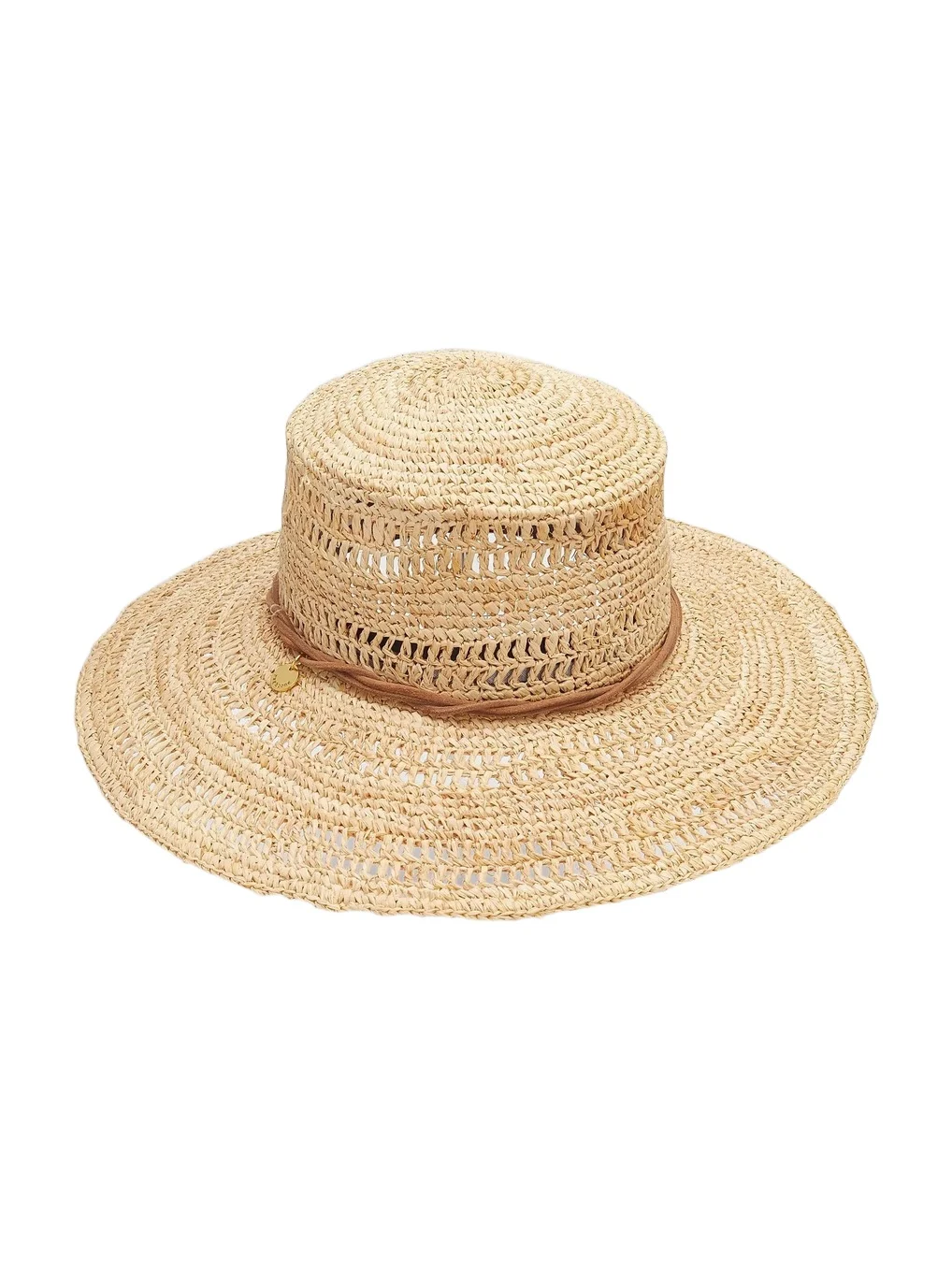 Women's Crocheted Raffia Boater Hat