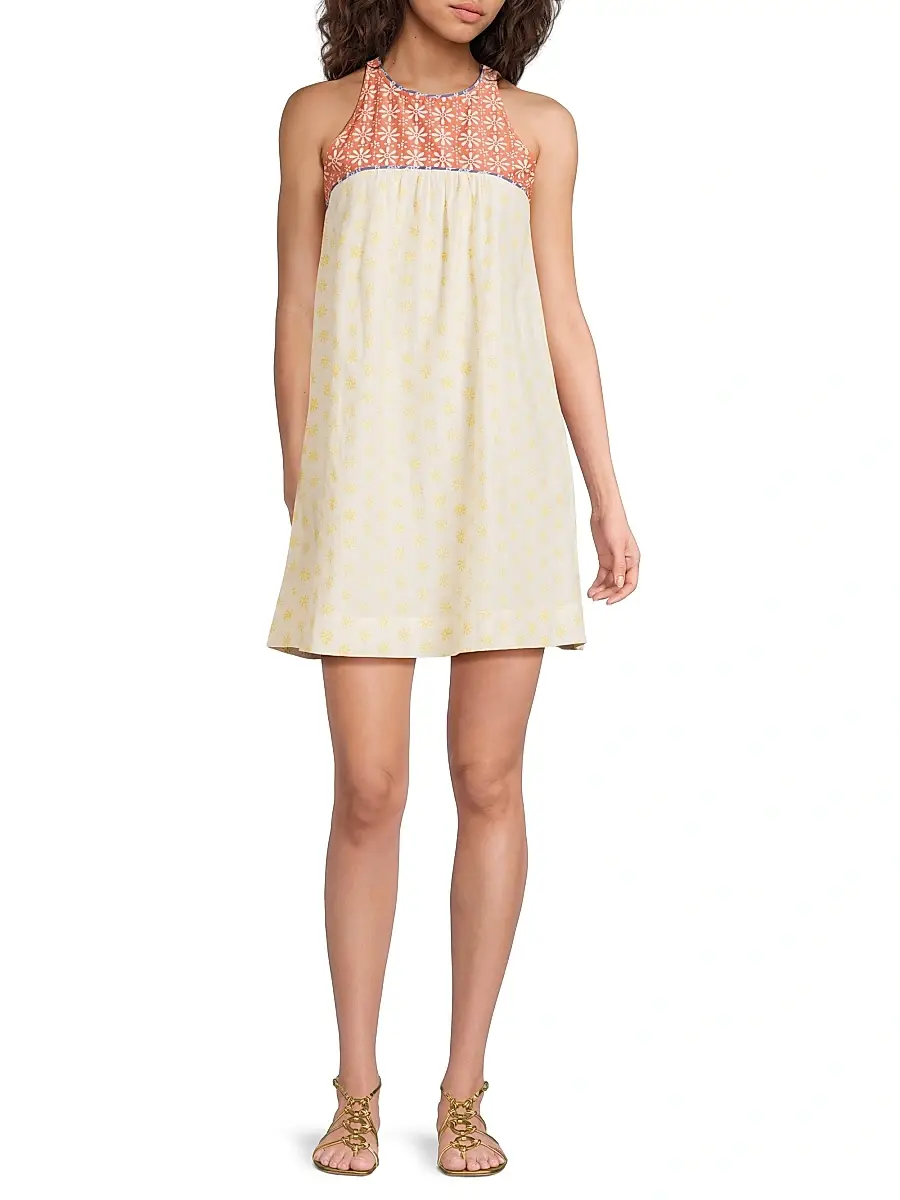 Ciao Lucia Women's Eros Floral-Colorblocked Cotton-Silk Minidress | Thumbnail 2 Ciao Lucia Women's Eros Floral-Colorblocked Cotton-Silk Minidress | Thumbnail 2