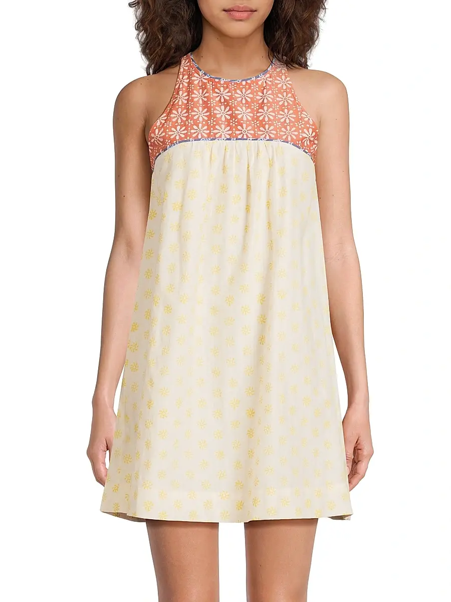 Ciao Lucia Women's Eros Floral-Colorblocked Cotton-Silk Minidress | Thumbnail 3 Ciao Lucia Women's Eros Floral-Colorblocked Cotton-Silk Minidress | Thumbnail 3