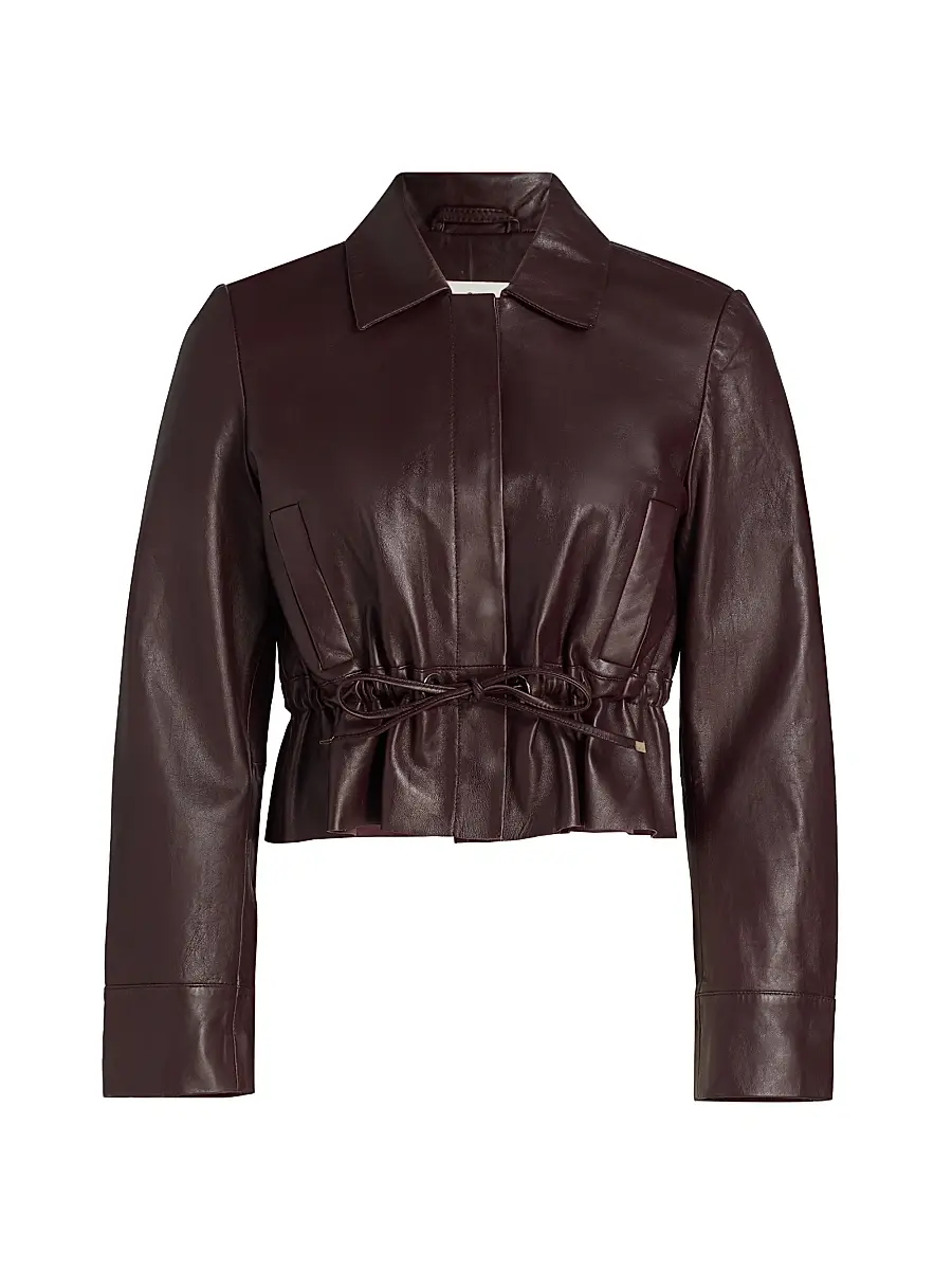 ba & sh Women's Manita Leather Crop Jacket - Prune | Image 1 ba & sh Women's Manita Leather Crop Jacket - Prune | Image 1