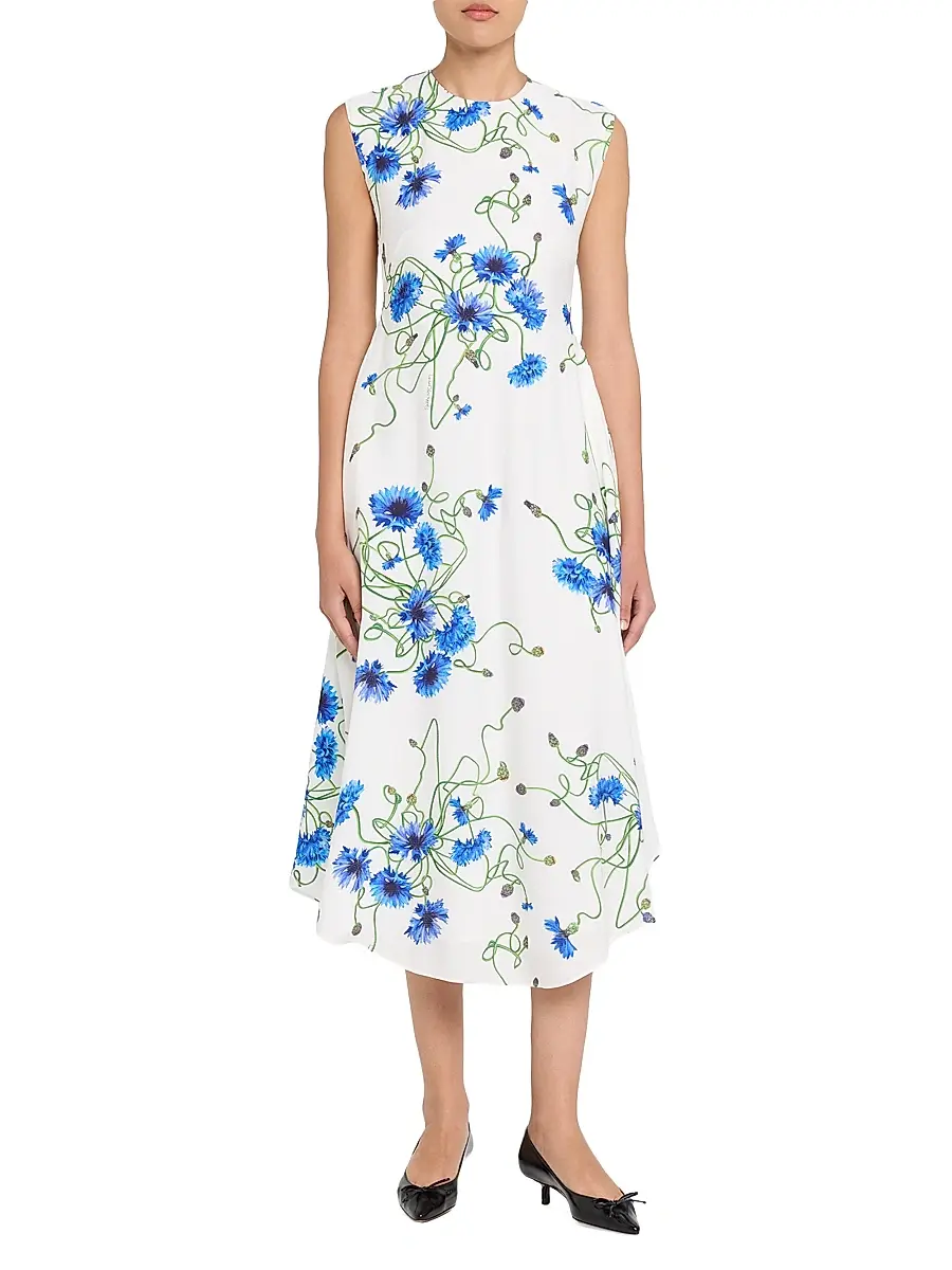 Stella McCartney Women's Floral Hammered Shift Midi-Dress | Thumbnail 2 Stella McCartney Women's Floral Hammered Shift Midi-Dress | Thumbnail 2