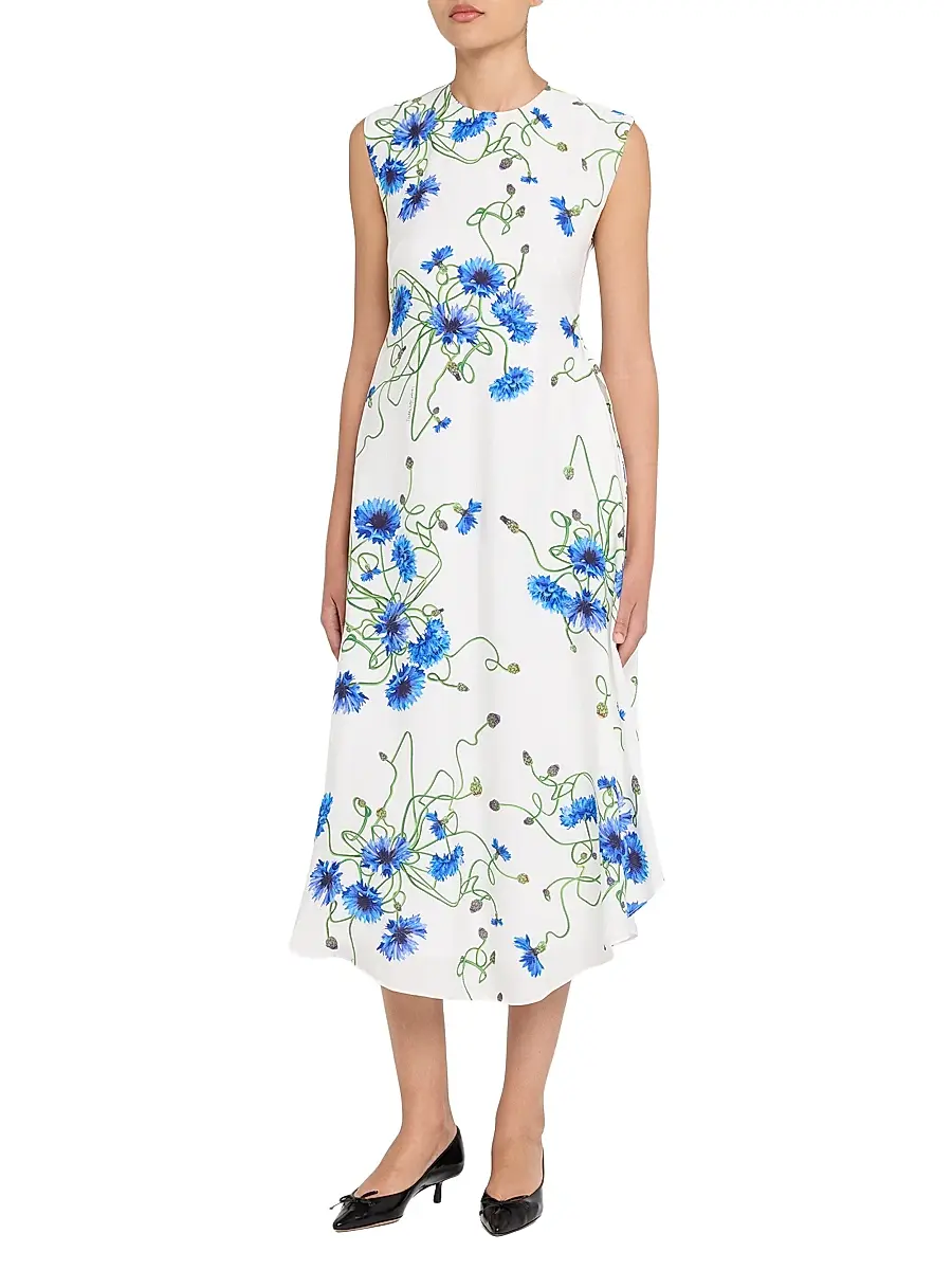 Stella McCartney Women's Floral Hammered Shift Midi-Dress | Thumbnail 3 Stella McCartney Women's Floral Hammered Shift Midi-Dress | Thumbnail 3