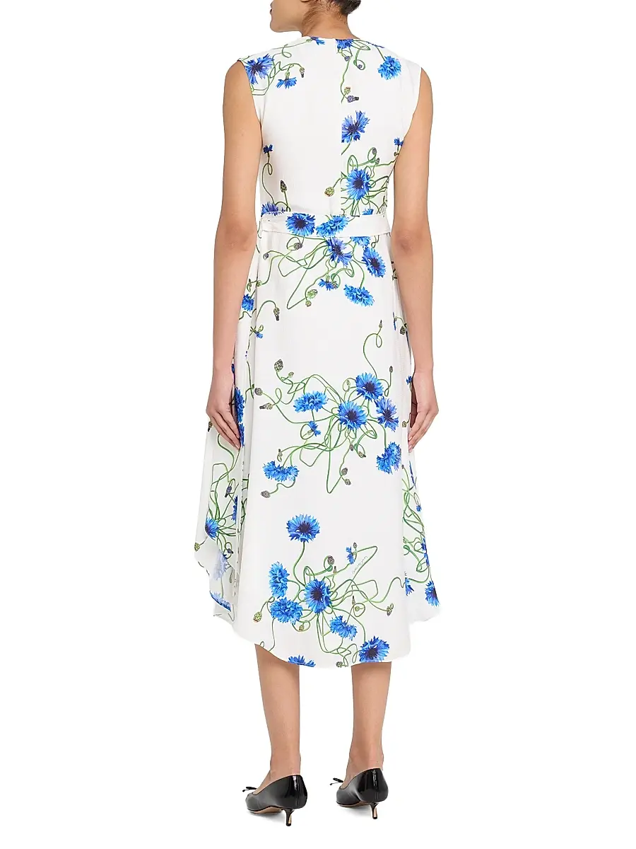 Stella McCartney Women's Floral Hammered Shift Midi-Dress | Thumbnail 4 Stella McCartney Women's Floral Hammered Shift Midi-Dress | Thumbnail 4
