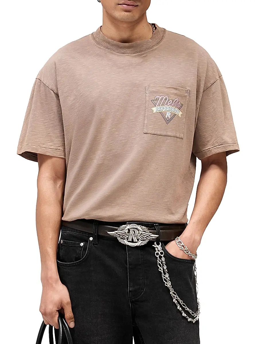Represent Men's Mel's Dinner Cotton Crewneck T-Shirt | Thumbnail 4 Represent Men's Mel's Dinner Cotton Crewneck T-Shirt | Thumbnail 4