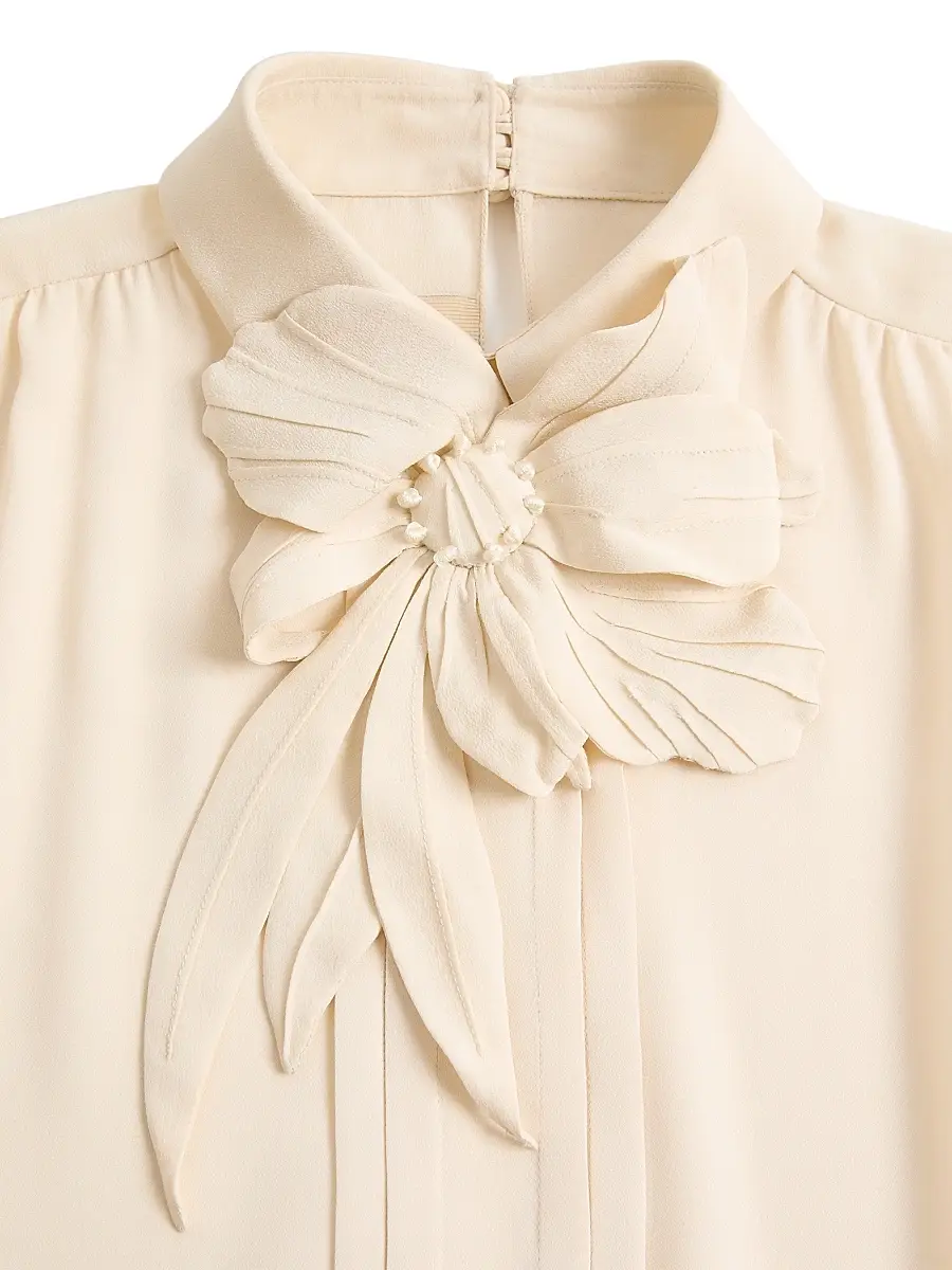 Valentino Women's Embroidered Crepe De Chine Top | Thumbnail 6