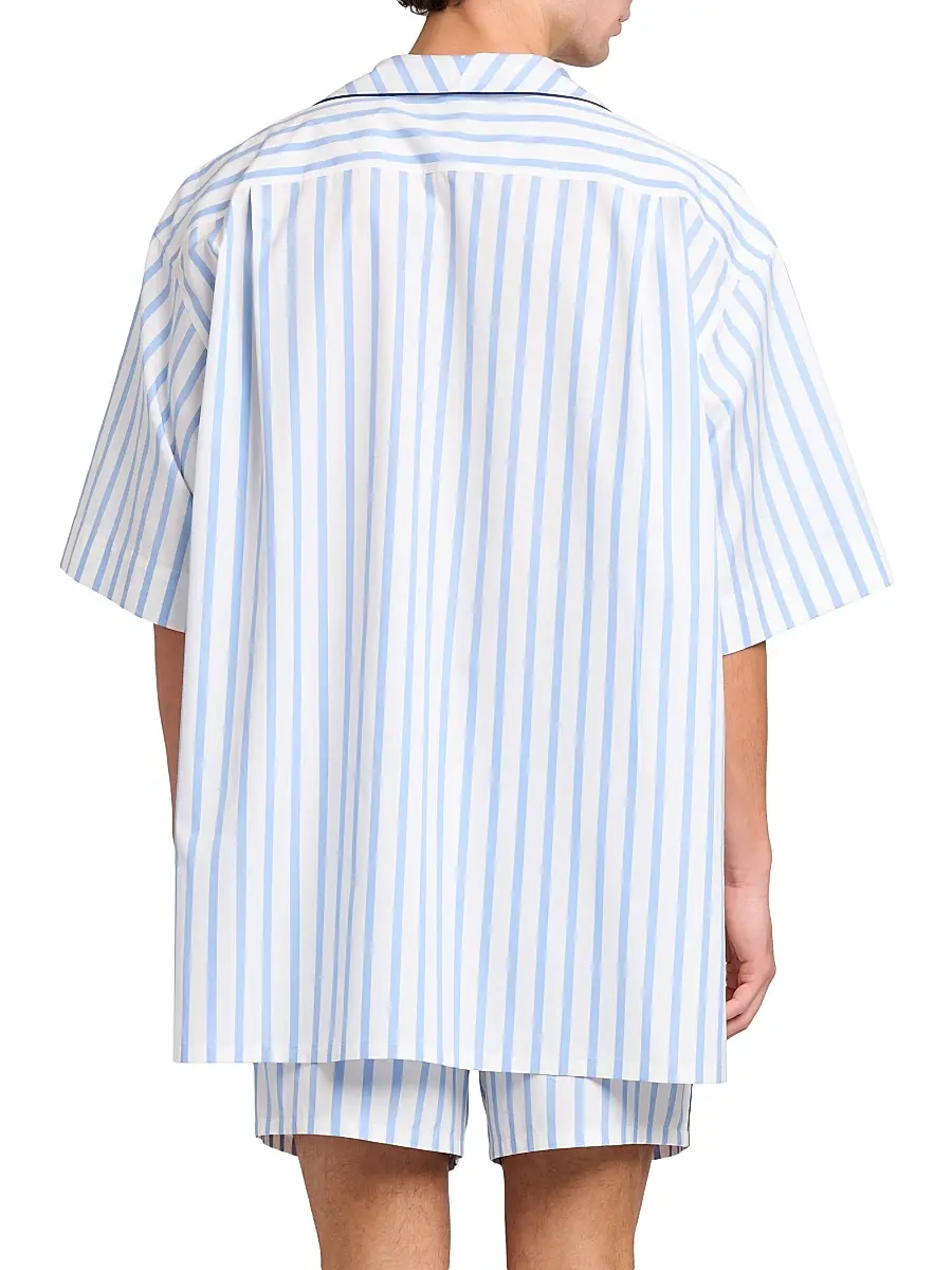 Dolce & Gabbana Men's Striped Cotton-Silk Pajama Shirt | Thumbnail 5 Dolce & Gabbana Men's Striped Cotton-Silk Pajama Shirt | Thumbnail 5