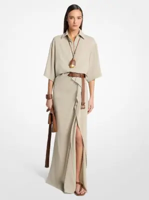 Michael Kors Collection Wool Crepe Pareo Skirt in Natural | Thumbnail 2