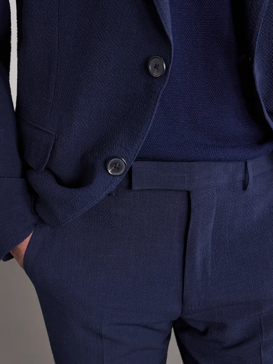 Zegna Straight-Leg Wool, Silk and Linen-Blend Seersucker Trousers - Men | Thumbnail 5
