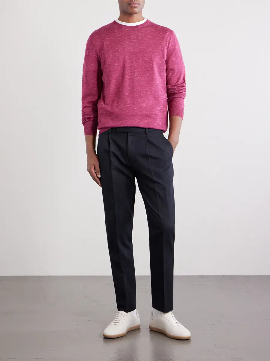 Zegna Straight-Leg Pleated Cotton and Linen-Blend Trousers - Men | Thumbnail 2