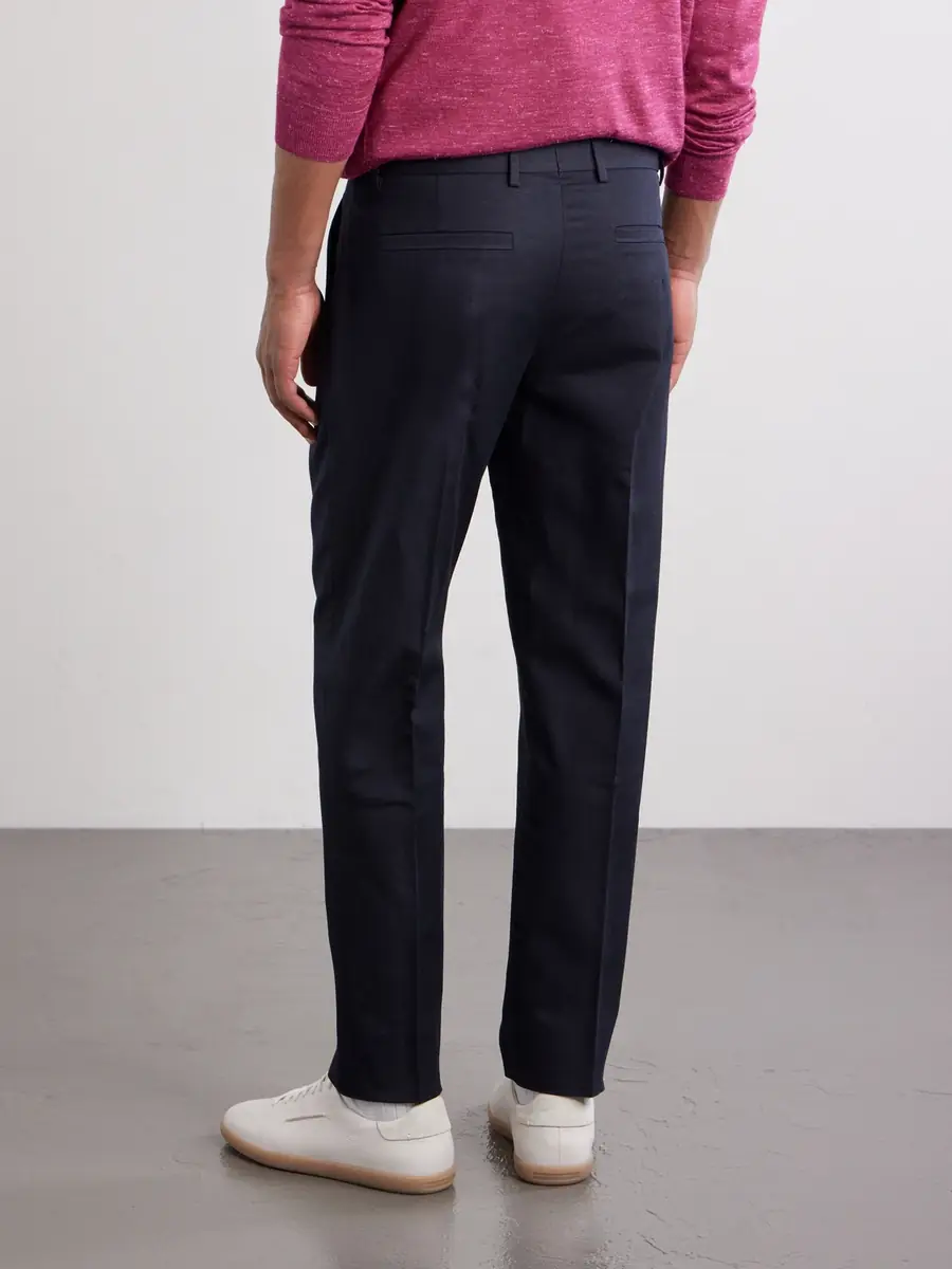 Zegna Straight-Leg Pleated Cotton and Linen-Blend Trousers - Men | Thumbnail 4