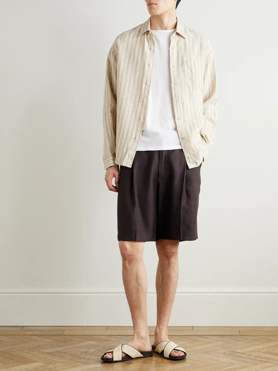 NN07 Kay 1808 Straight-Leg Pleated LENZING™ ECOVERO™ Panama Shorts - Men | Thumbnail 2