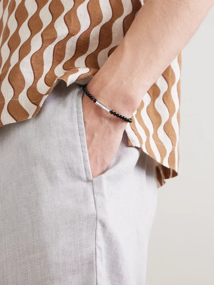 LE GRAMME 11g Sterling Silver and Onyx Beaded Bracelet - Men | Thumbnail 2