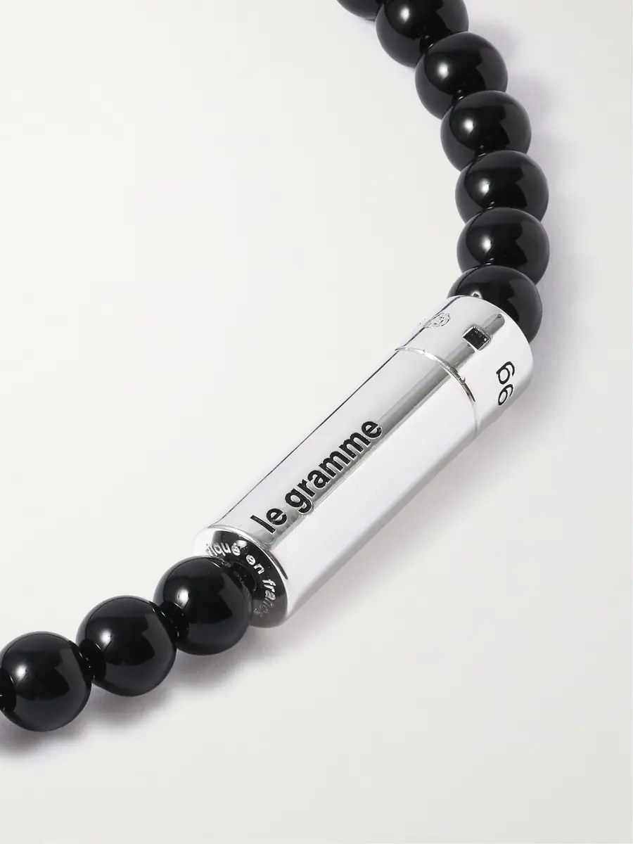 LE GRAMME 11g Sterling Silver and Onyx Beaded Bracelet - Men | Thumbnail 4