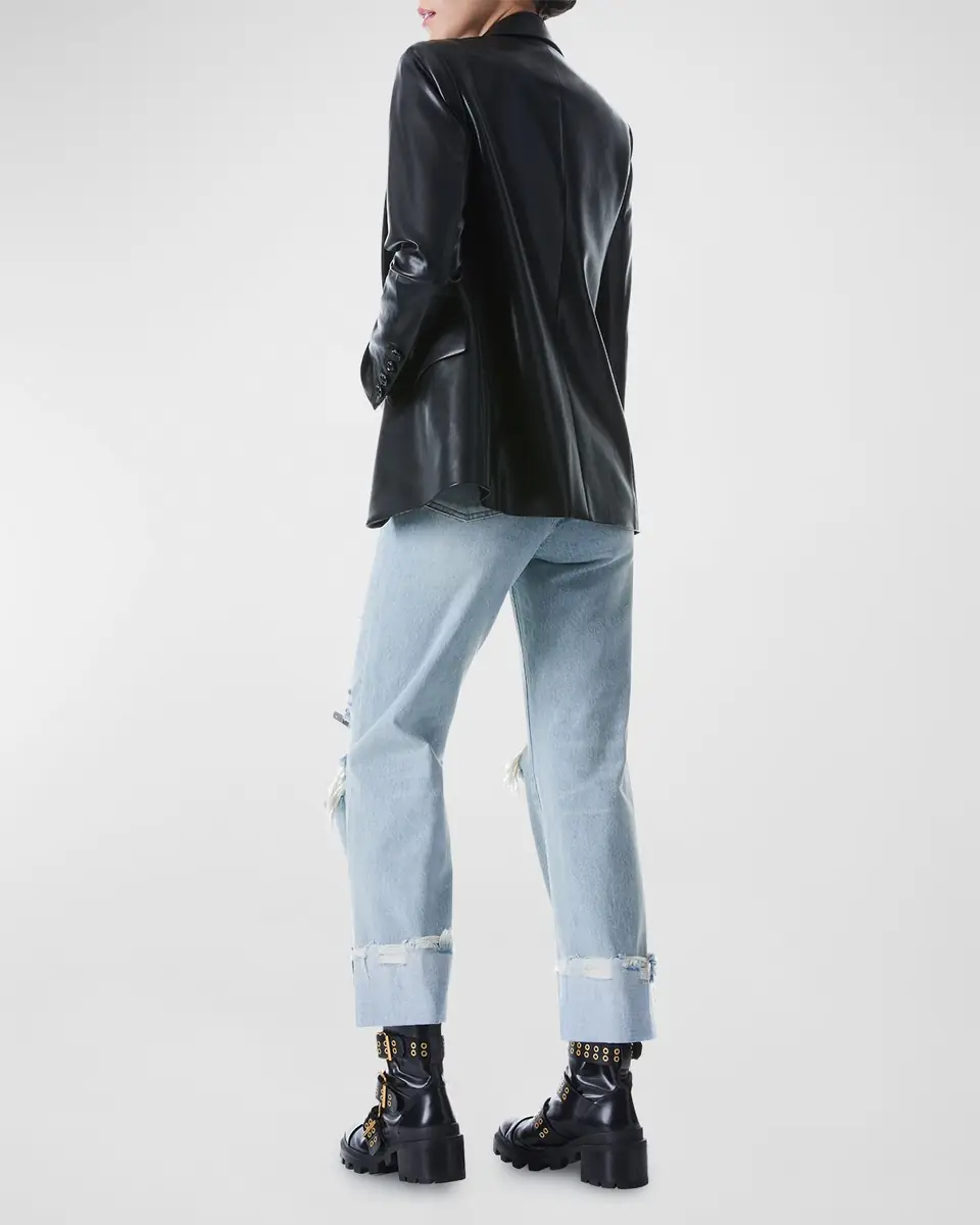 Alice + Olivia Denny Vegan Leather Tailored Blazer | Thumbnail 4 Alice + Olivia Denny Vegan Leather Tailored Blazer | Thumbnail 4