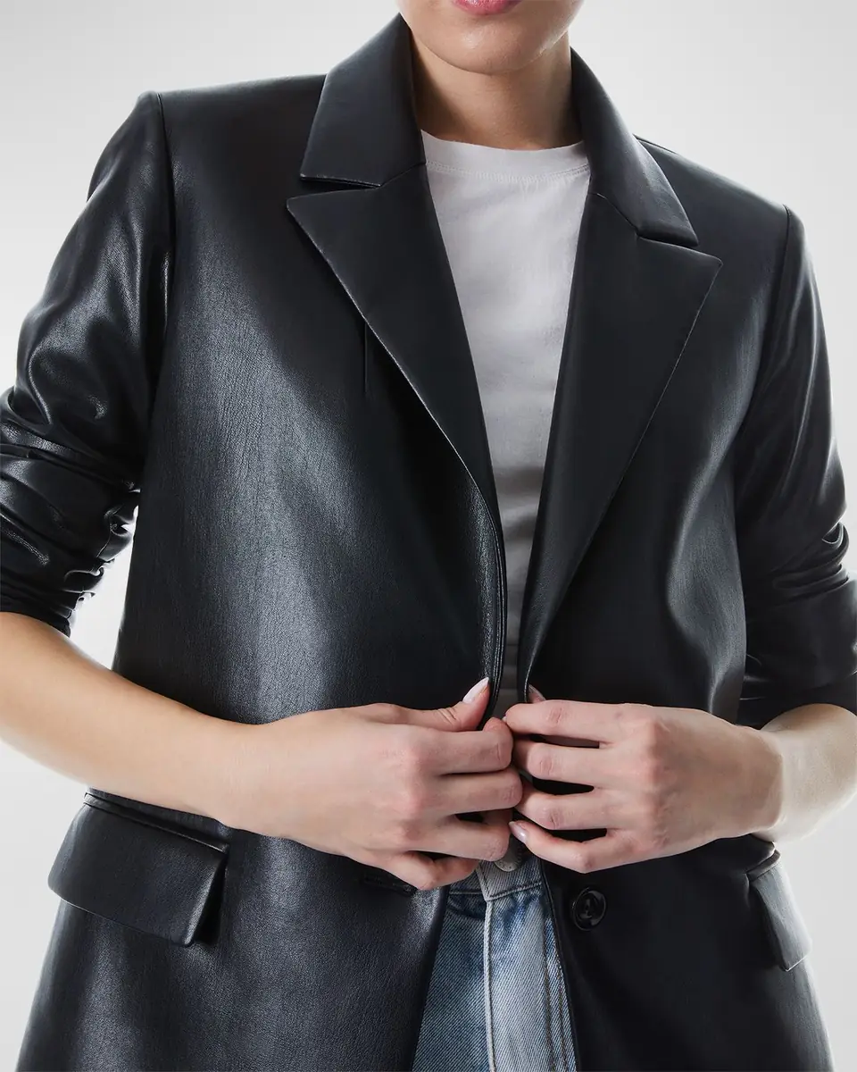 Alice + Olivia Denny Vegan Leather Tailored Blazer | Thumbnail 5 Alice + Olivia Denny Vegan Leather Tailored Blazer | Thumbnail 5