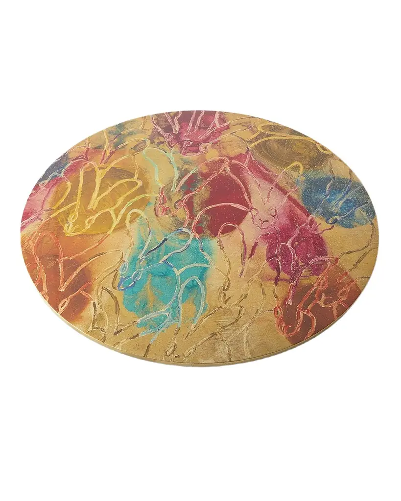 Hunt Slonem Bunny Palette Lacquer Placemat, 15" Round | Image 1 Hunt Slonem Bunny Palette Lacquer Placemat, 15" Round | Image 1