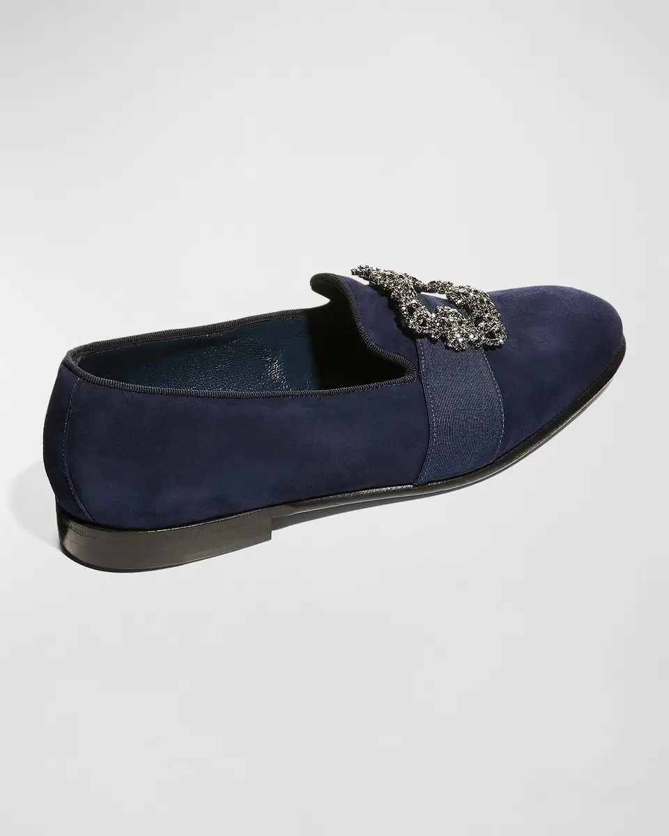 Manolo Blahnik Men's Carlton Buckle-Embellished Suede Loafers | Thumbnail 3 Manolo Blahnik Men's Carlton Buckle-Embellished Suede Loafers | Thumbnail 3