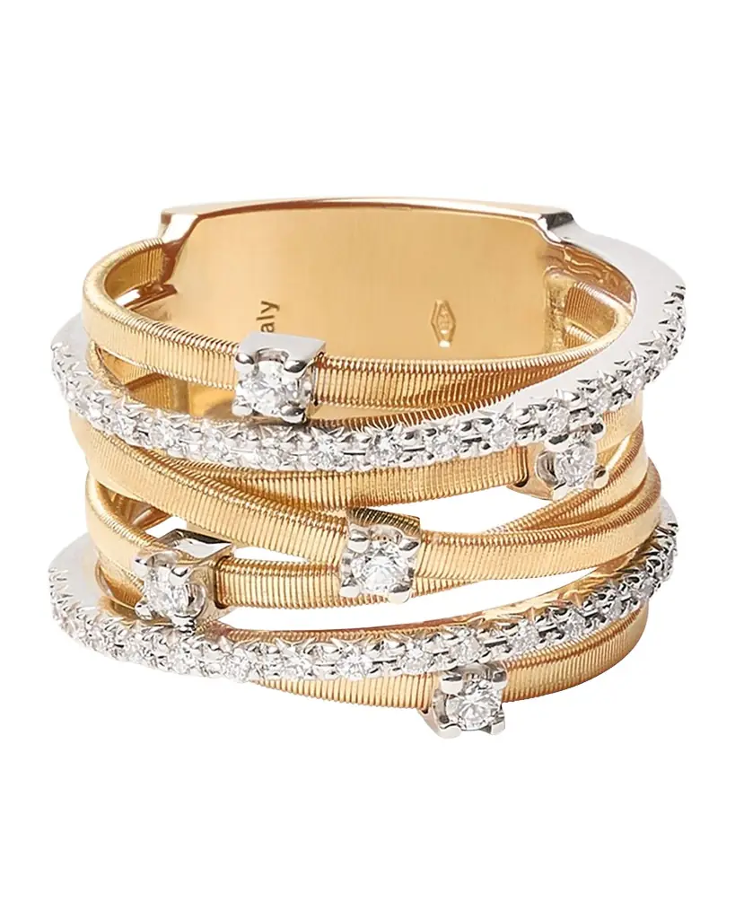 Marco Bicego Goa Seven-Row Mixed Gold Diamond Ring, Size 7 | Image 1 Marco Bicego Goa Seven-Row Mixed Gold Diamond Ring, Size 7 | Image 1
