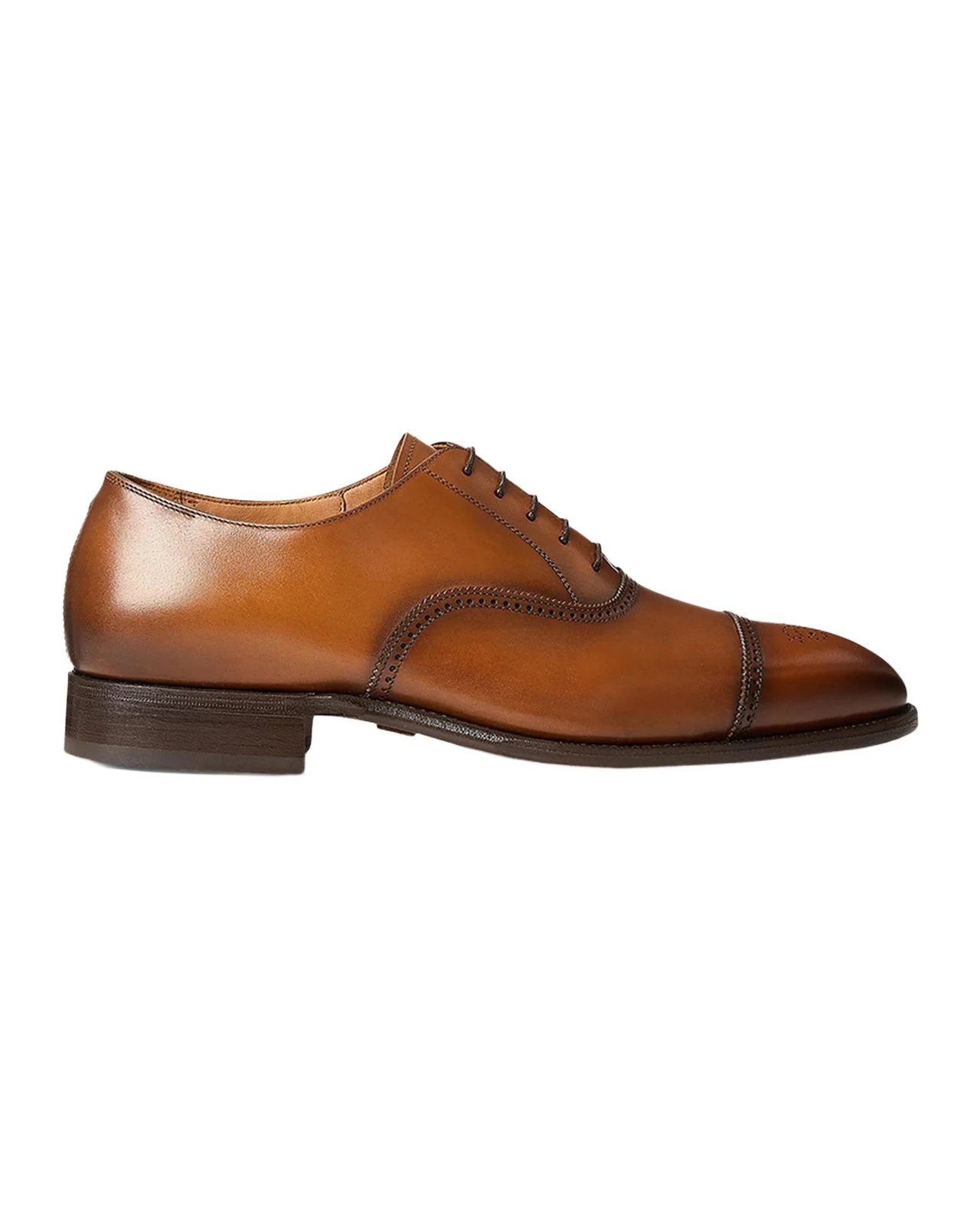 Men's Denver Burnished Calfskin Cap-Toe Shoes