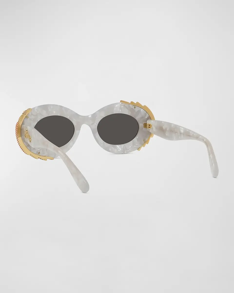 Loewe Embellished Acetate & Metal Oval Sunglasses | Thumbnail 2