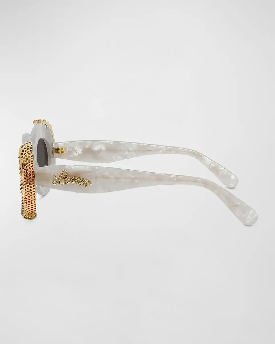 Loewe Embellished Acetate & Metal Oval Sunglasses | Thumbnail 4