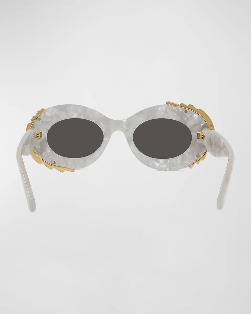 Loewe Embellished Acetate & Metal Oval Sunglasses | Thumbnail 5