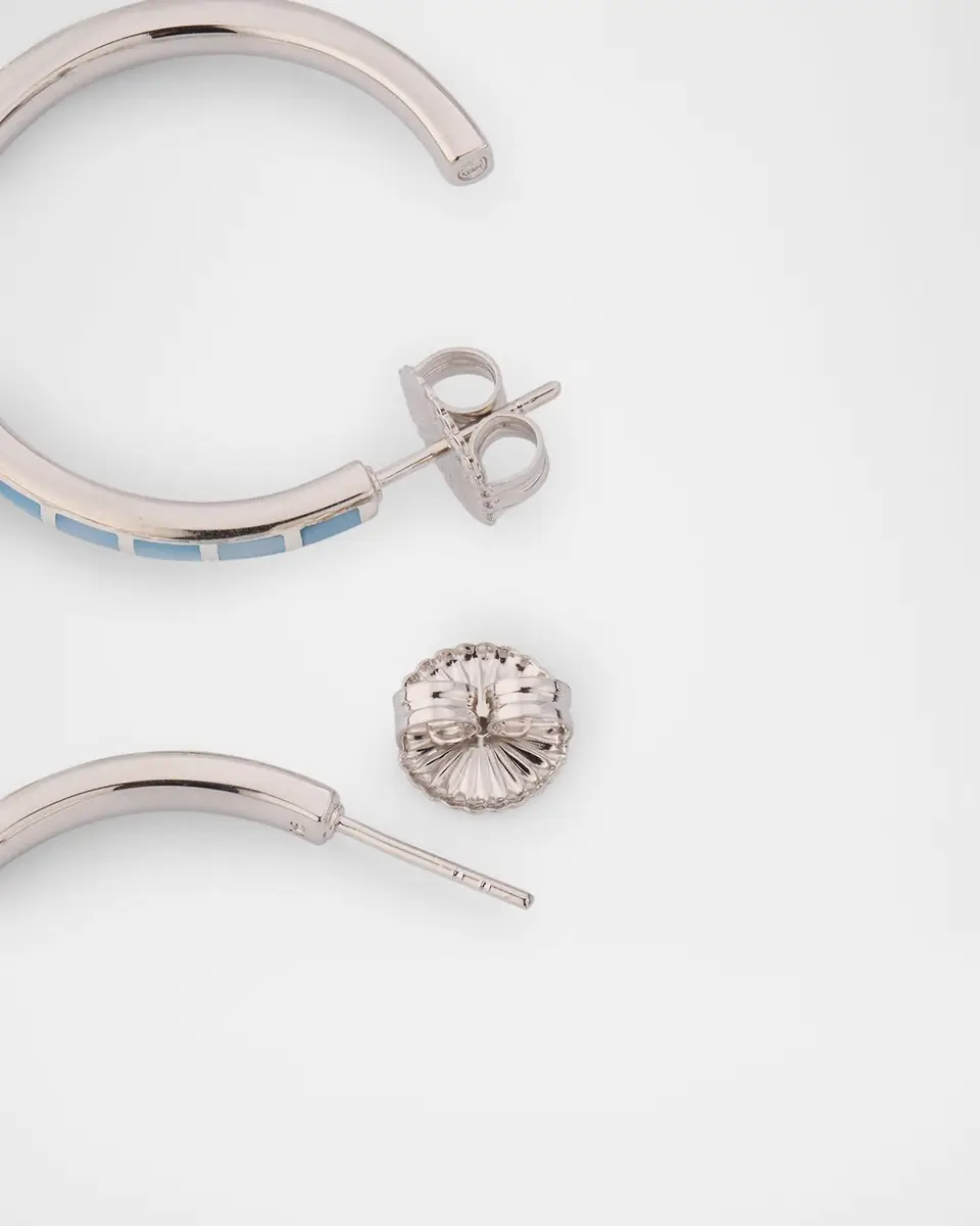 Jan Leslie Blue Mother-of-Pearl Dash Hoop Earrings in Sterling Silver | Thumbnail 4