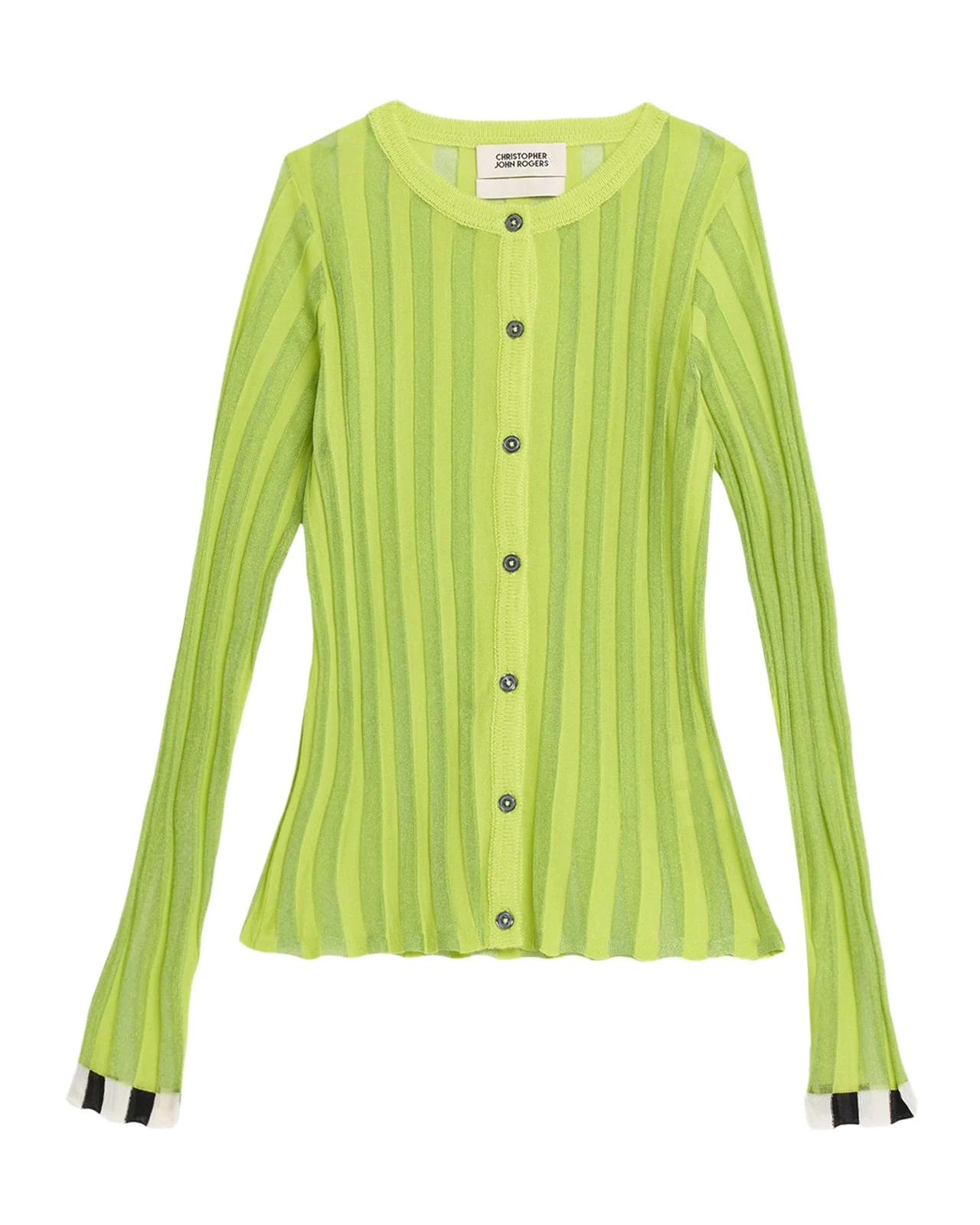 Pleated Knit Crewneck Cardigan Pleated Knit Crewneck Cardigan