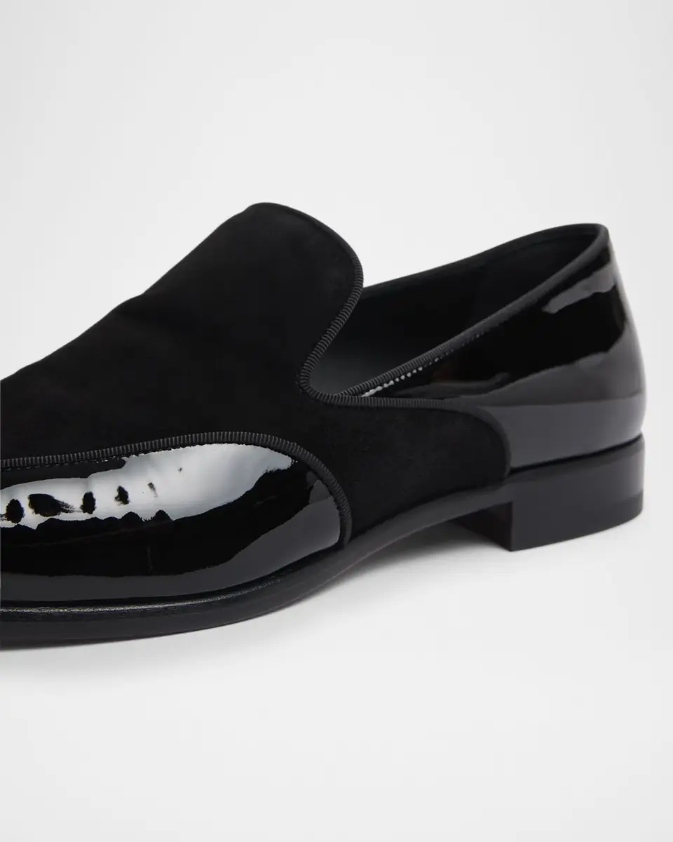 Christian Louboutin Men's Yaki Patent Leather & Suede Loafers | Thumbnail 2