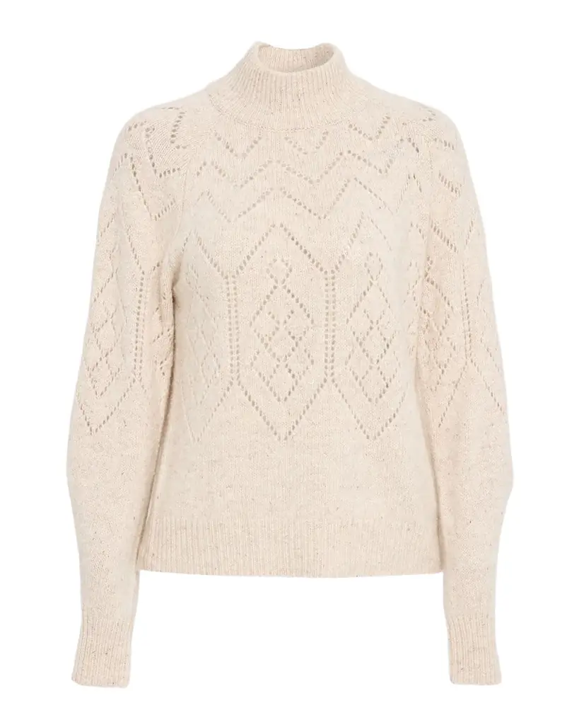 Autumn Cashmere Mock-Neck Pointelle Knit Cashmere Sweater | Image 1 Autumn Cashmere Mock-Neck Pointelle Knit Cashmere Sweater | Image 1
