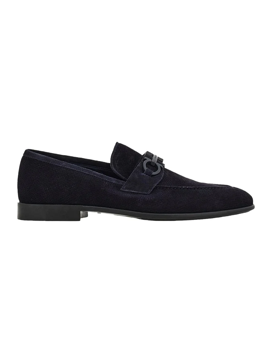Men's Foster Textured Suede Gancini Bit Loafers