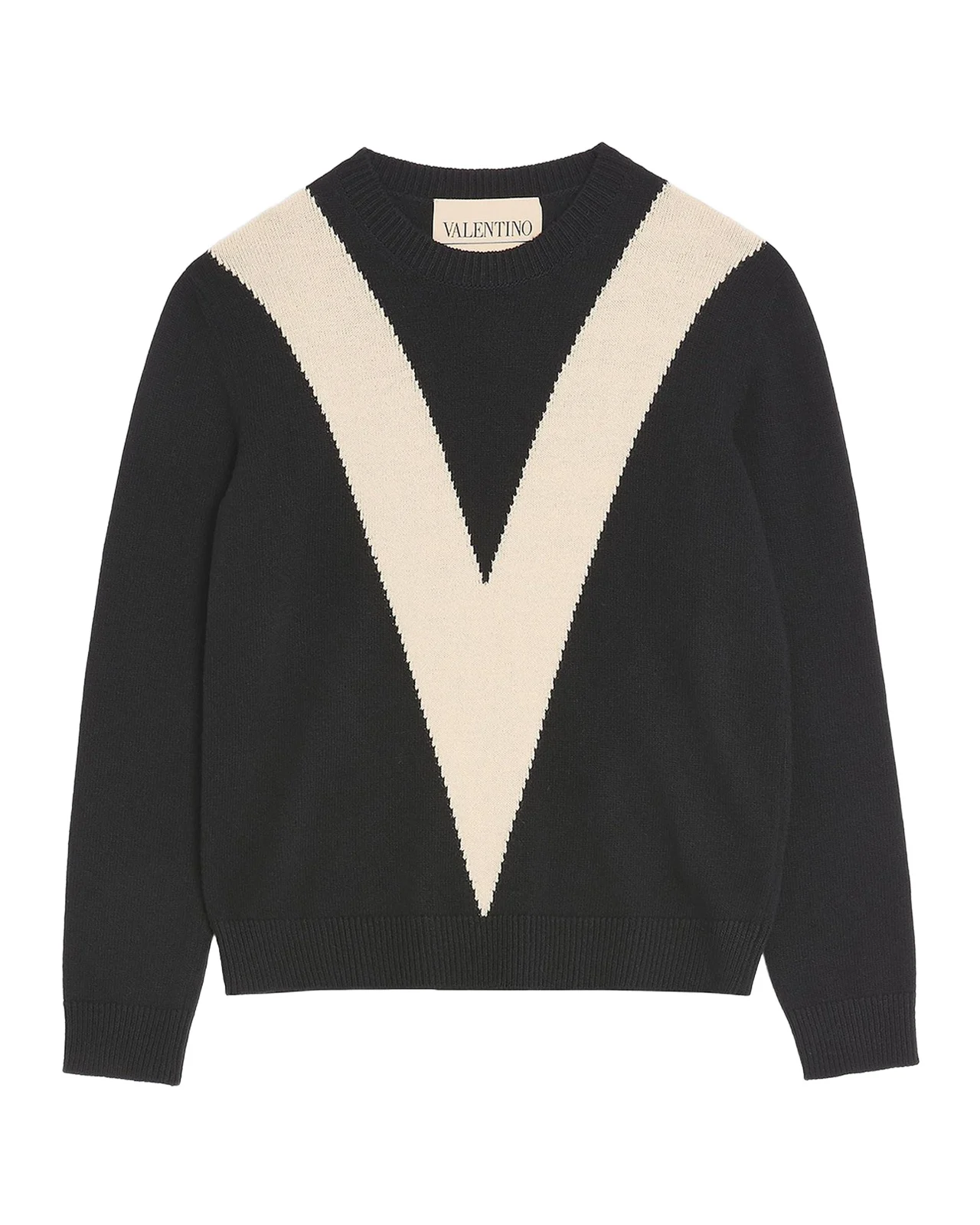 Men's Wool Inlaid V Crewneck Sweater