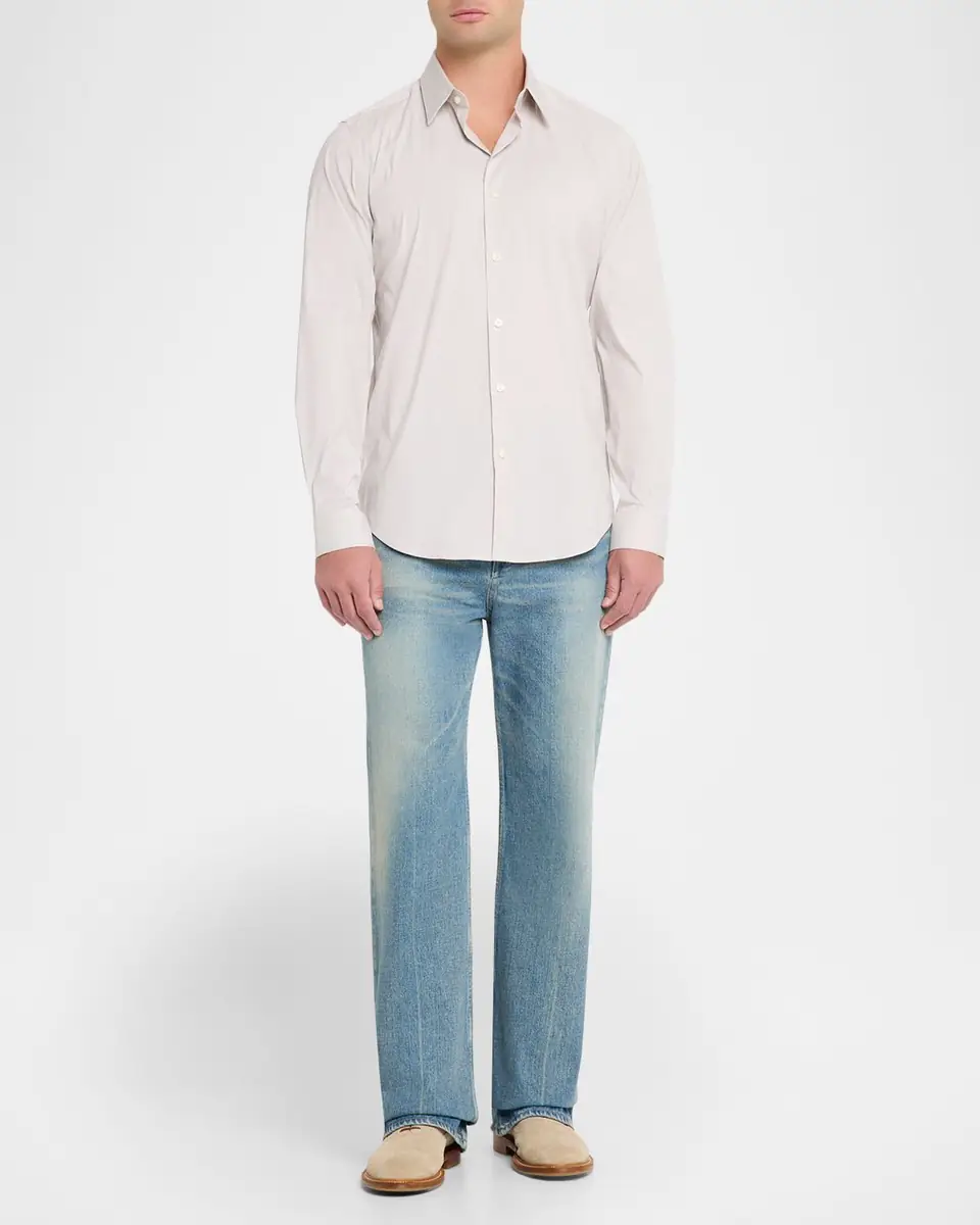 Theory Men's Sylvain Hairline Stripe Point-Collar Sport Shirt | Thumbnail 2 Theory Men's Sylvain Hairline Stripe Point-Collar Sport Shirt | Thumbnail 2