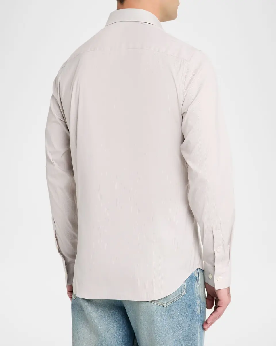 Theory Men's Sylvain Hairline Stripe Point-Collar Sport Shirt | Thumbnail 3 Theory Men's Sylvain Hairline Stripe Point-Collar Sport Shirt | Thumbnail 3