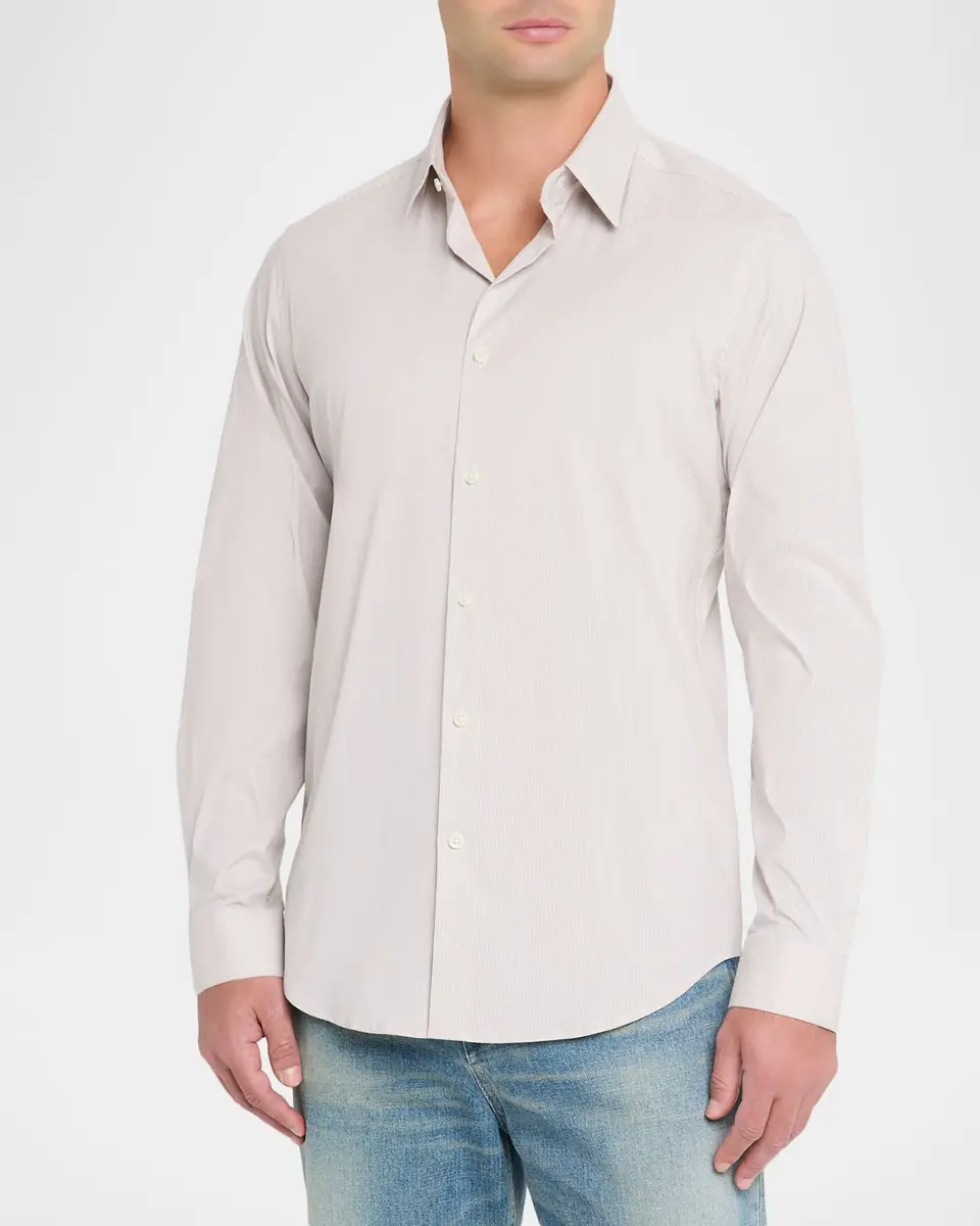 Theory Men's Sylvain Hairline Stripe Point-Collar Sport Shirt | Thumbnail 4 Theory Men's Sylvain Hairline Stripe Point-Collar Sport Shirt | Thumbnail 4