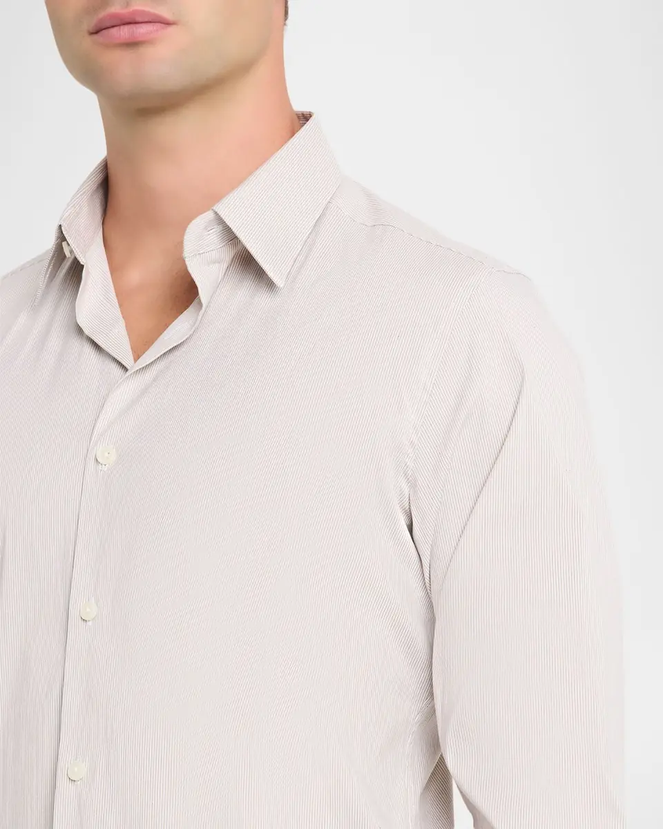 Theory Men's Sylvain Hairline Stripe Point-Collar Sport Shirt | Thumbnail 5 Theory Men's Sylvain Hairline Stripe Point-Collar Sport Shirt | Thumbnail 5